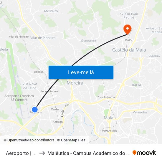 Aeroporto | Airport to Maiêutica - Campus Académico do Ismai e Ipmaia map