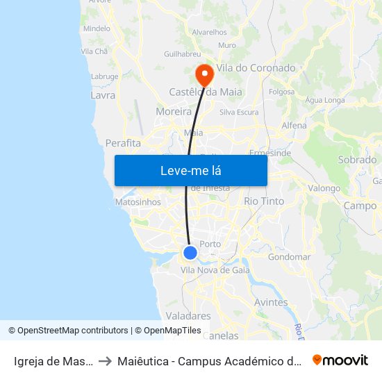 Igreja de Massarelos to Maiêutica - Campus Académico do Ismai e Ipmaia map