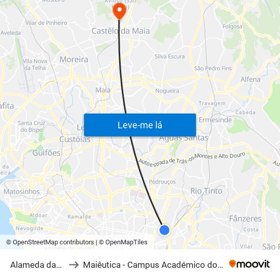 Alameda das Antas to Maiêutica - Campus Académico do Ismai e Ipmaia map