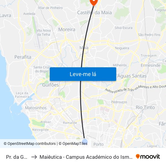 Pr. da Galiza to Maiêutica - Campus Académico do Ismai e Ipmaia map