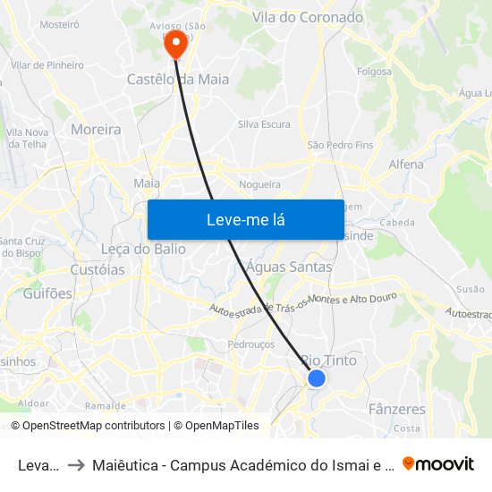 Levada to Maiêutica - Campus Académico do Ismai e Ipmaia map