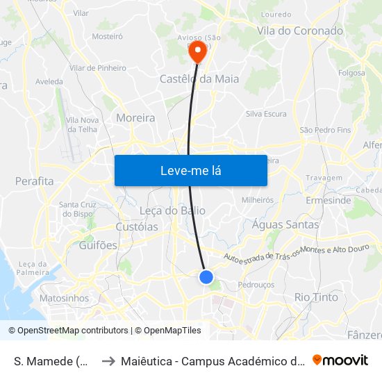 S. Mamede (Mercado) to Maiêutica - Campus Académico do Ismai e Ipmaia map