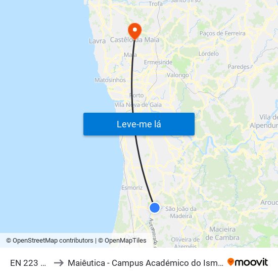 EN 223 Feira to Maiêutica - Campus Académico do Ismai e Ipmaia map
