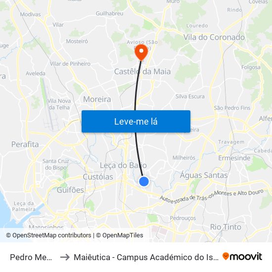 Pedro Mesquita to Maiêutica - Campus Académico do Ismai e Ipmaia map