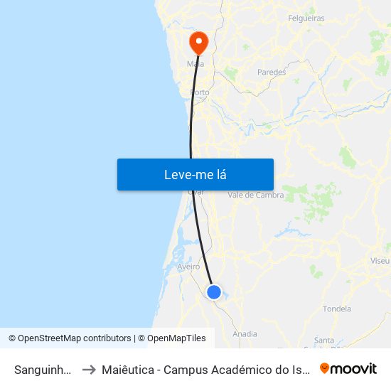 Sanguinheira B to Maiêutica - Campus Académico do Ismai e Ipmaia map