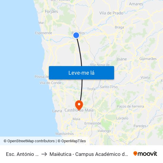 Esc. António Fogaça to Maiêutica - Campus Académico do Ismai e Ipmaia map