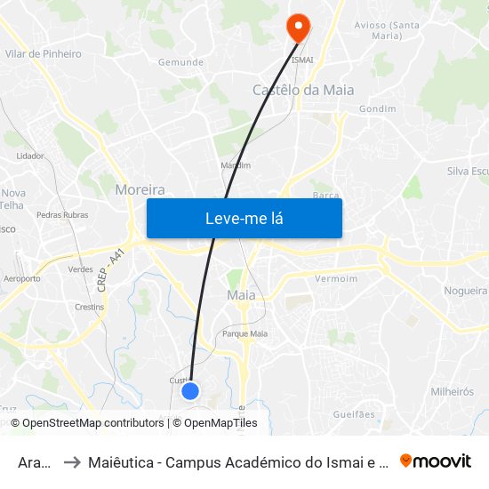 Araújo to Maiêutica - Campus Académico do Ismai e Ipmaia map