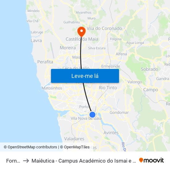 Fornos to Maiêutica - Campus Académico do Ismai e Ipmaia map
