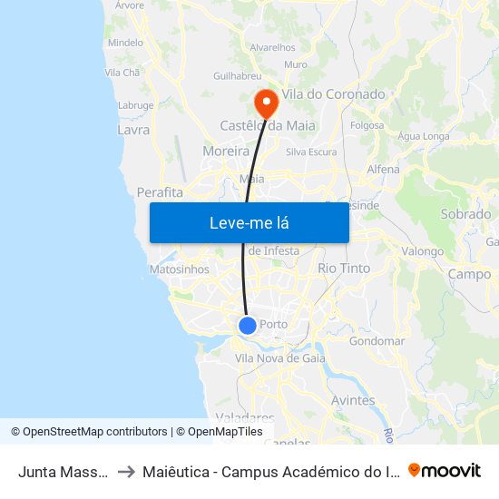 Junta Massarelos to Maiêutica - Campus Académico do Ismai e Ipmaia map