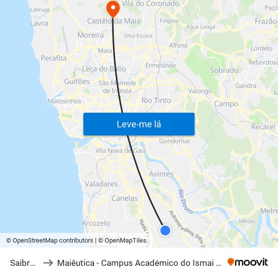 Saibreira to Maiêutica - Campus Académico do Ismai e Ipmaia map