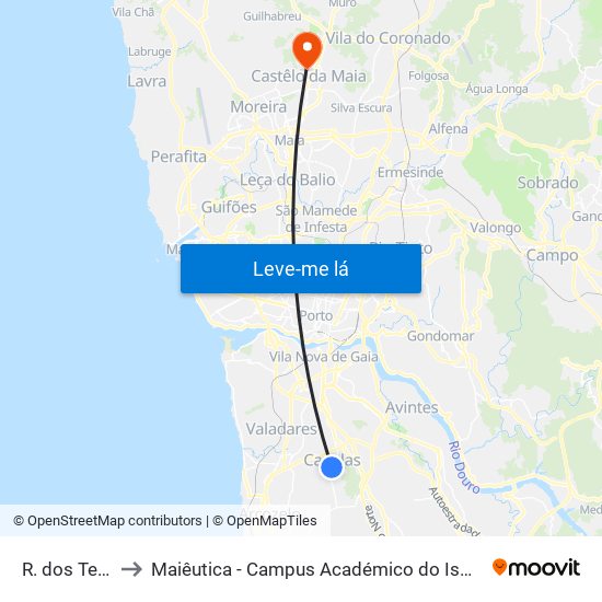 R. dos Terços to Maiêutica - Campus Académico do Ismai e Ipmaia map