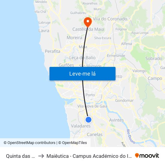 Quinta das Rosas to Maiêutica - Campus Académico do Ismai e Ipmaia map