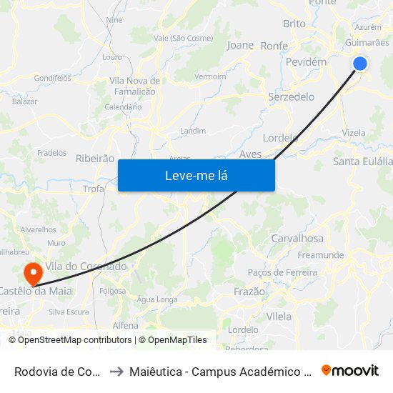 Rodovia de Covas (CTT) to Maiêutica - Campus Académico do Ismai e Ipmaia map