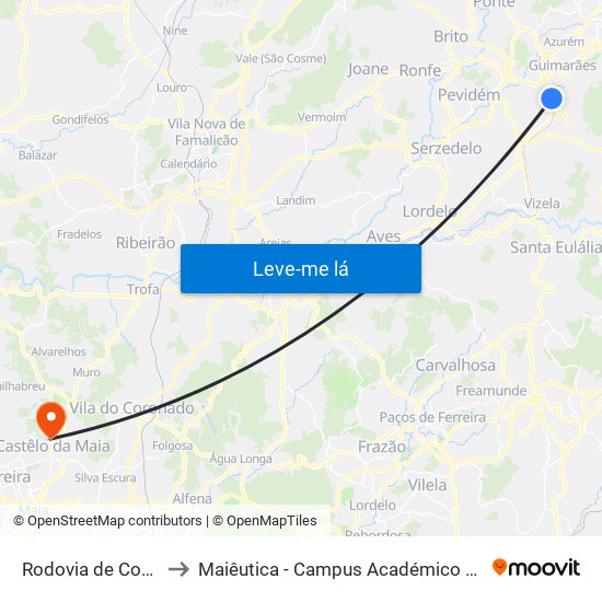 Rodovia de Covas (CTT) to Maiêutica - Campus Académico do Ismai e Ipmaia map