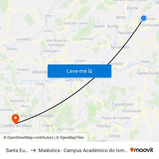 Santa Eulália to Maiêutica - Campus Académico do Ismai e Ipmaia map
