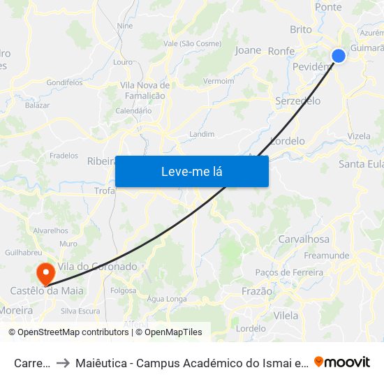 Carreira to Maiêutica - Campus Académico do Ismai e Ipmaia map