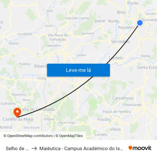 Selho de Fora to Maiêutica - Campus Académico do Ismai e Ipmaia map