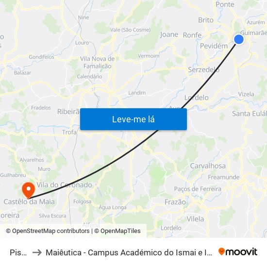 Pisca to Maiêutica - Campus Académico do Ismai e Ipmaia map