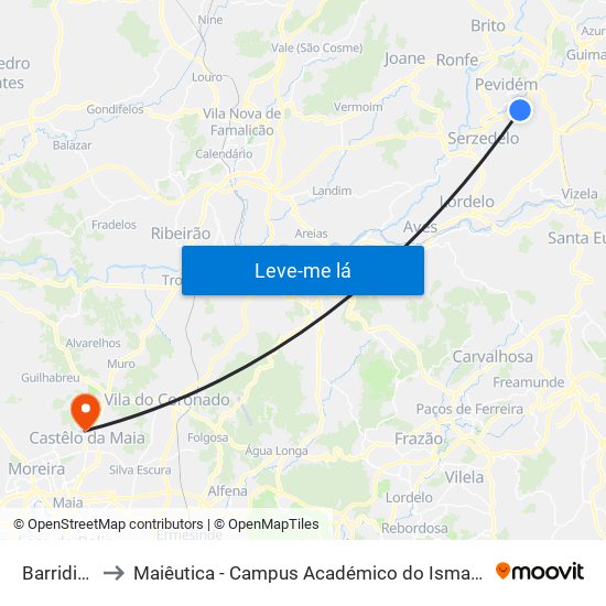 Barridinho to Maiêutica - Campus Académico do Ismai e Ipmaia map