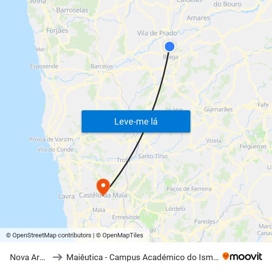 Nova Arcada to Maiêutica - Campus Académico do Ismai e Ipmaia map