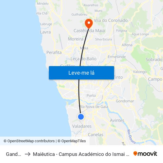 Gandara to Maiêutica - Campus Académico do Ismai e Ipmaia map