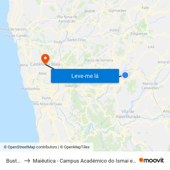 Bustelo to Maiêutica - Campus Académico do Ismai e Ipmaia map