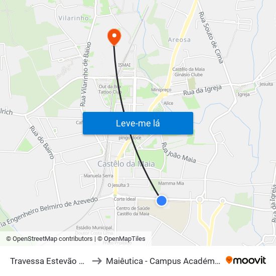 Travessa Estevão de Oliveira Maia to Maiêutica - Campus Académico do Ismai e Ipmaia map