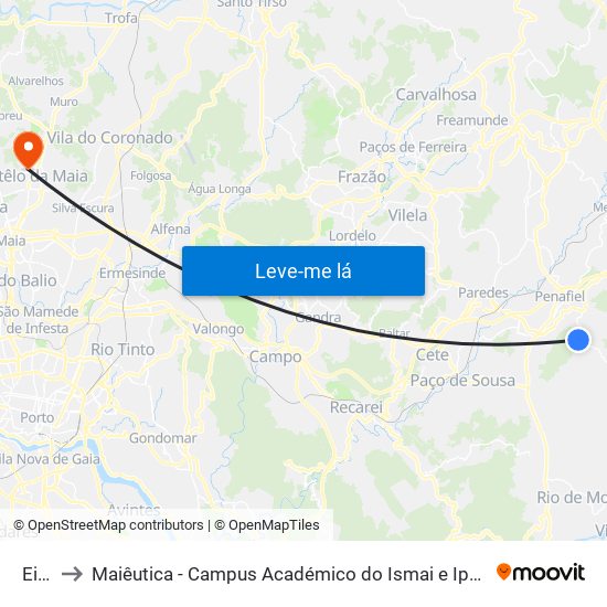 Eiro to Maiêutica - Campus Académico do Ismai e Ipmaia map