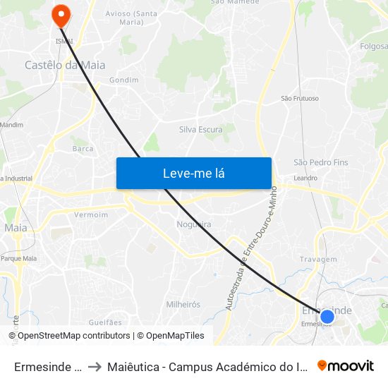 Ermesinde - B. V. to Maiêutica - Campus Académico do Ismai e Ipmaia map