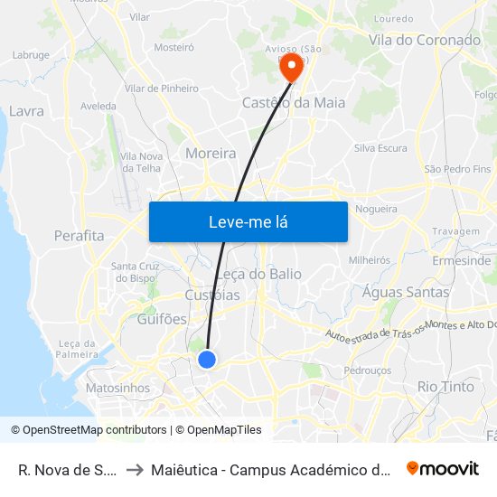 R. Nova de S. Gens 2 to Maiêutica - Campus Académico do Ismai e Ipmaia map