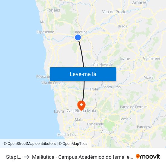 Staples to Maiêutica - Campus Académico do Ismai e Ipmaia map