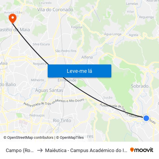Campo (Rotunda) to Maiêutica - Campus Académico do Ismai e Ipmaia map