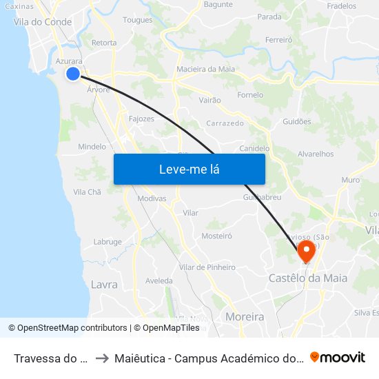 Travessa do Pindelo to Maiêutica - Campus Académico do Ismai e Ipmaia map