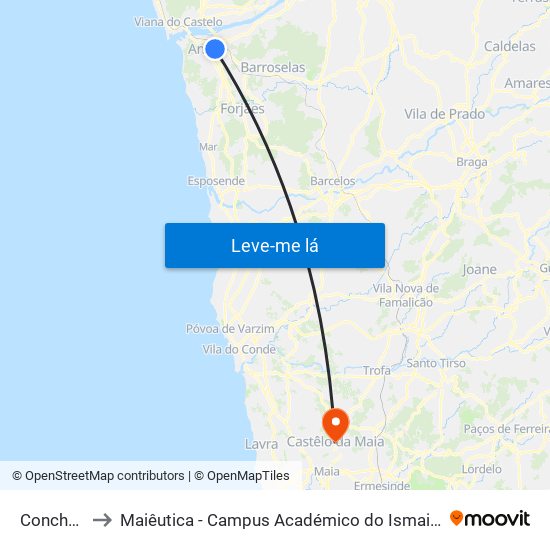 Conchada to Maiêutica - Campus Académico do Ismai e Ipmaia map