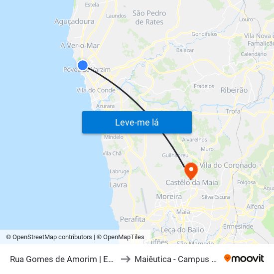 Rua Gomes de Amorim | Esc. Rocha Peixoto (Póvoa de Varzim) to Maiêutica - Campus Académico do Ismai e Ipmaia map