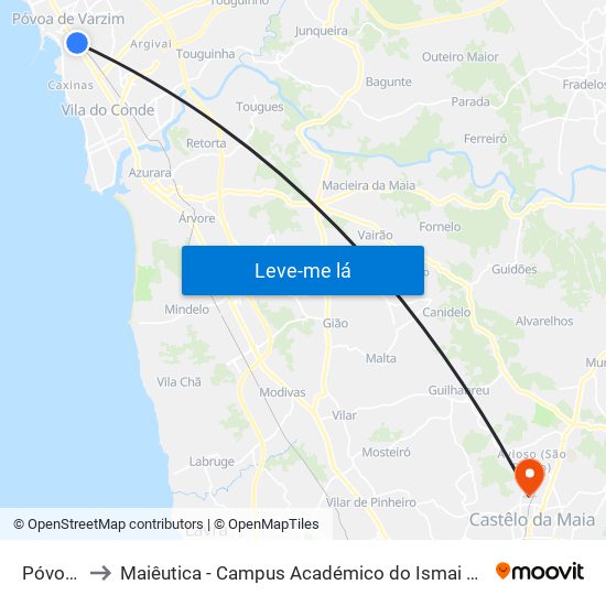 Póvoa 7 to Maiêutica - Campus Académico do Ismai e Ipmaia map
