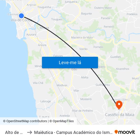 Alto de Pêga to Maiêutica - Campus Académico do Ismai e Ipmaia map