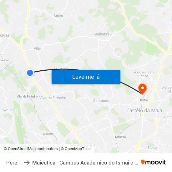 Pereira to Maiêutica - Campus Académico do Ismai e Ipmaia map