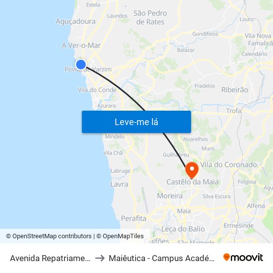 Avenida Repatriamento dos Poveiros to Maiêutica - Campus Académico do Ismai e Ipmaia map