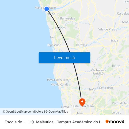 Escola do Carmo to Maiêutica - Campus Académico do Ismai e Ipmaia map