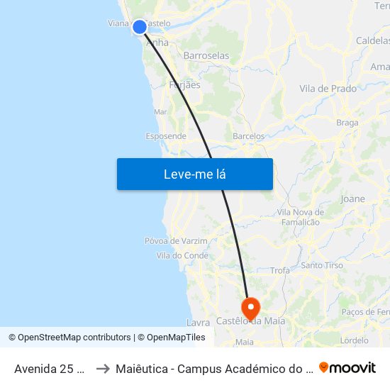 Avenida 25 de Abril to Maiêutica - Campus Académico do Ismai e Ipmaia map