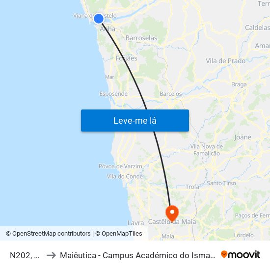 N202, 100 to Maiêutica - Campus Académico do Ismai e Ipmaia map