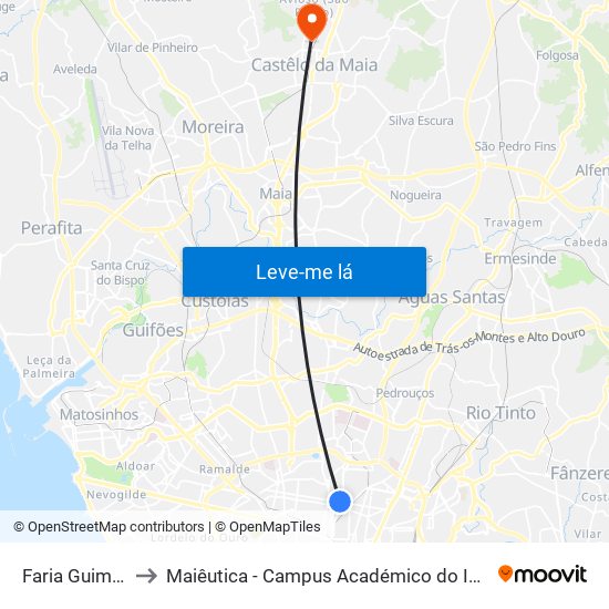 Faria Guimarães to Maiêutica - Campus Académico do Ismai e Ipmaia map