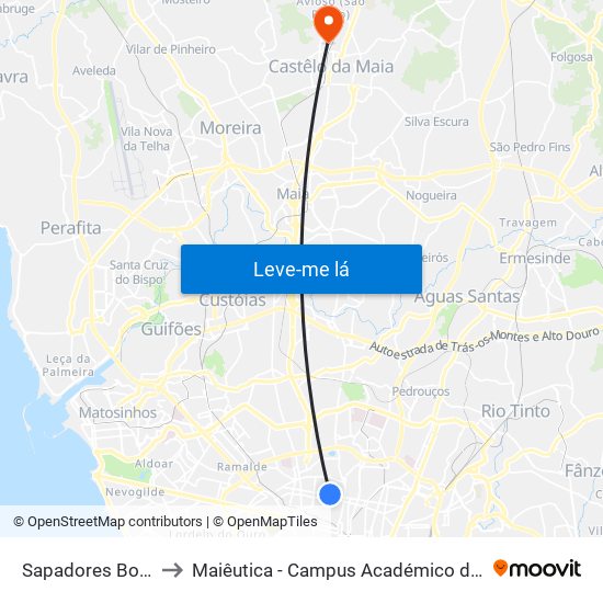 Sapadores Bombeiros to Maiêutica - Campus Académico do Ismai e Ipmaia map