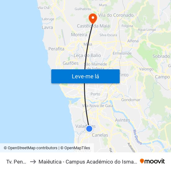 Tv. Penedo to Maiêutica - Campus Académico do Ismai e Ipmaia map