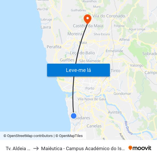 Tv. Aldeia Nova to Maiêutica - Campus Académico do Ismai e Ipmaia map