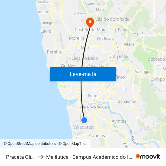 Praceta Oliveiras to Maiêutica - Campus Académico do Ismai e Ipmaia map