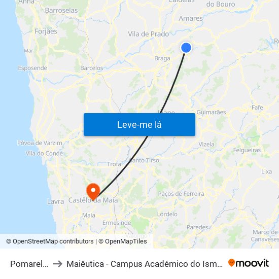 Pomarelho I to Maiêutica - Campus Académico do Ismai e Ipmaia map