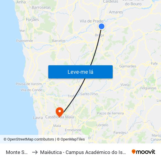 Monte Soeiro to Maiêutica - Campus Académico do Ismai e Ipmaia map