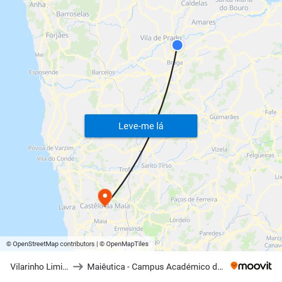 Vilarinho Limite 1/2)) to Maiêutica - Campus Académico do Ismai e Ipmaia map